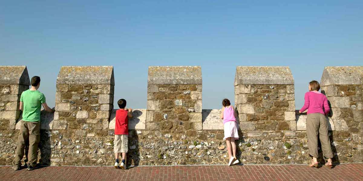 Family at a castle in England