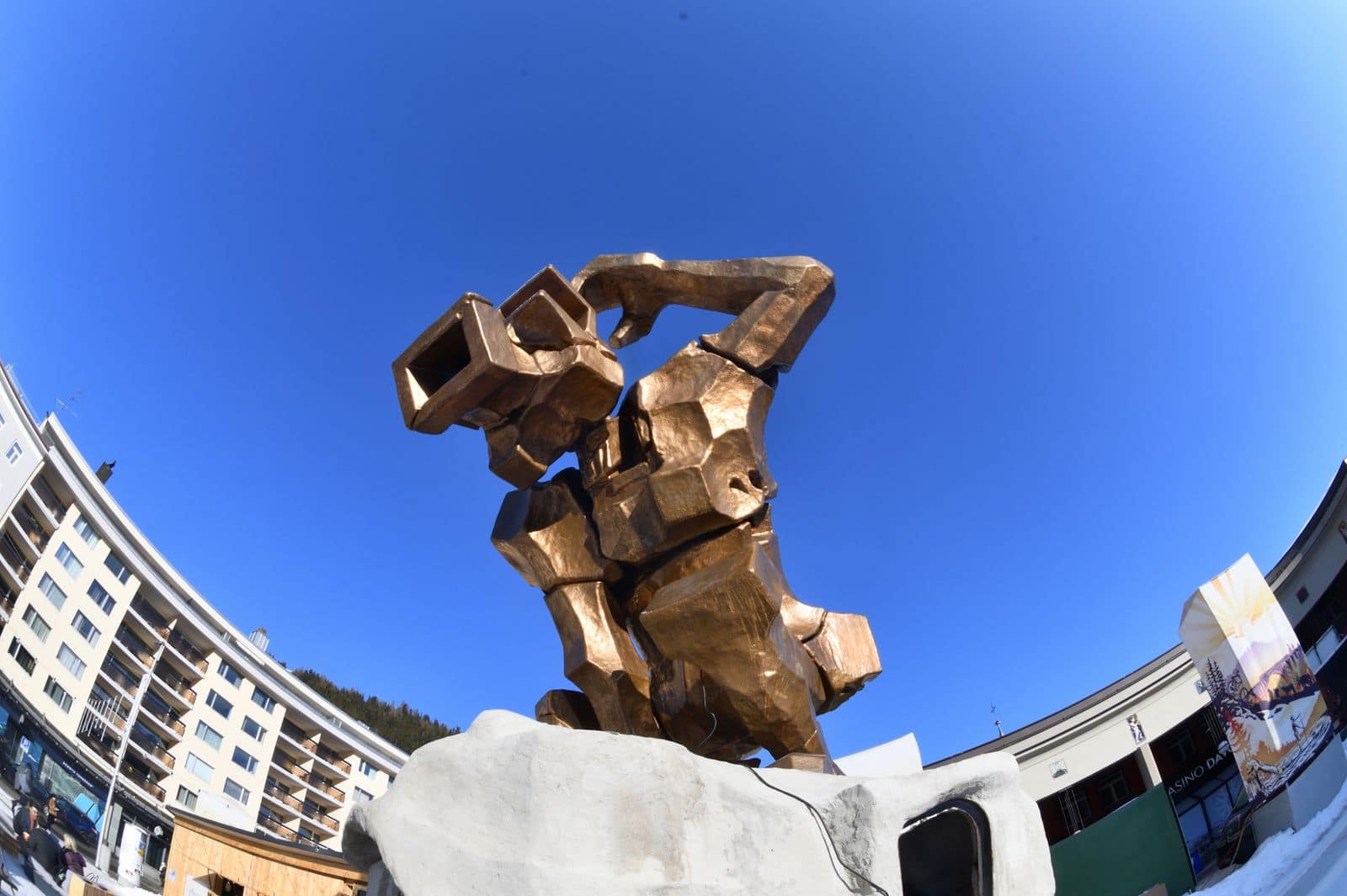Monkey Rock Statue in Davos - Credit Henry Iddon