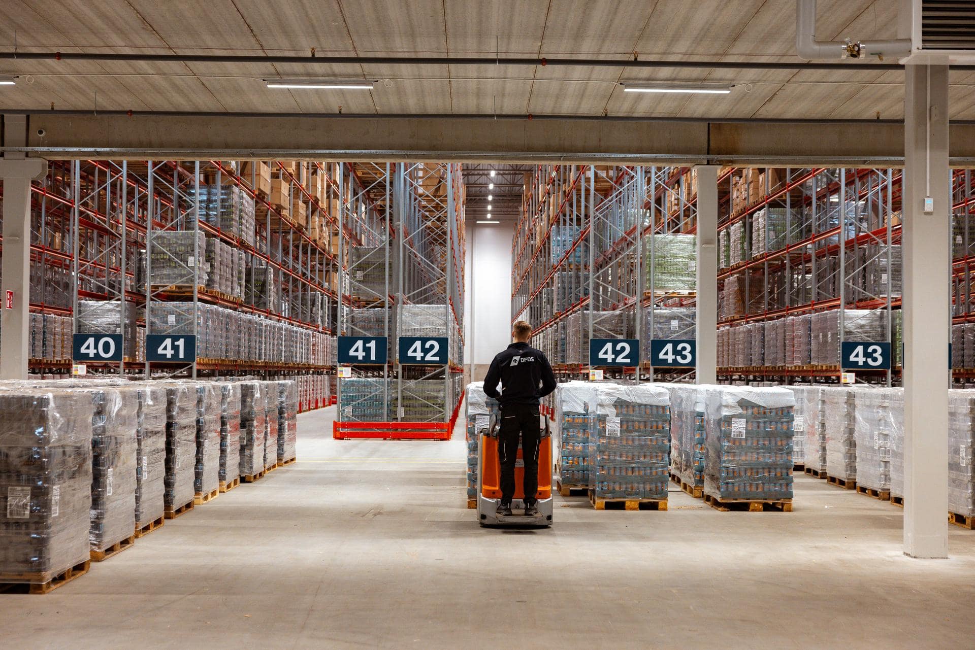Interior of a warehouse.