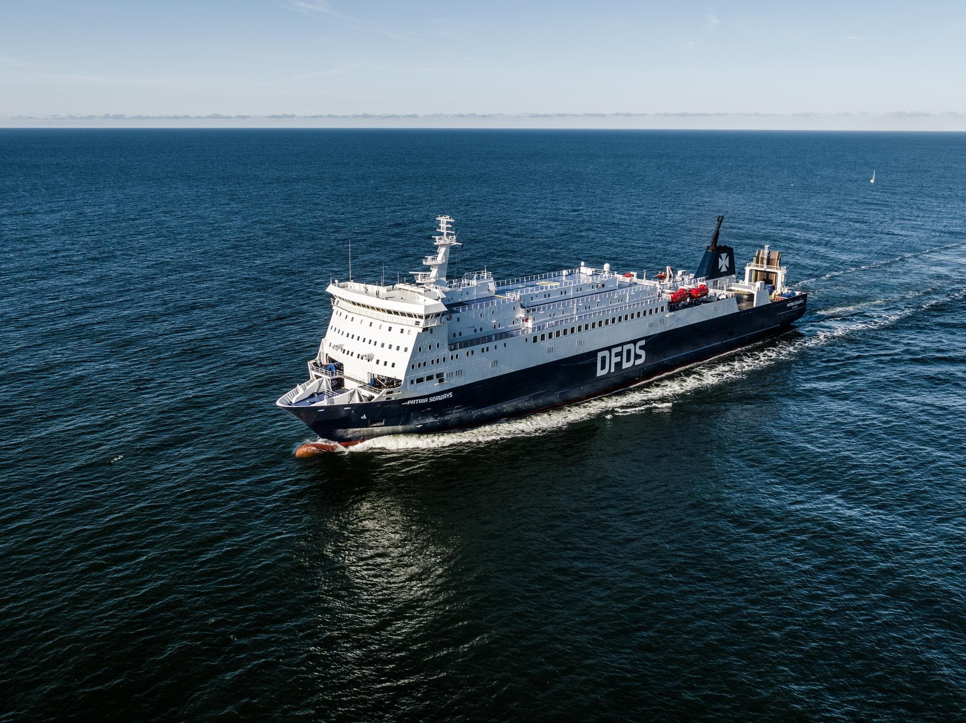 DFDS Patria Seaways crossing the open water of Baltic Sea.