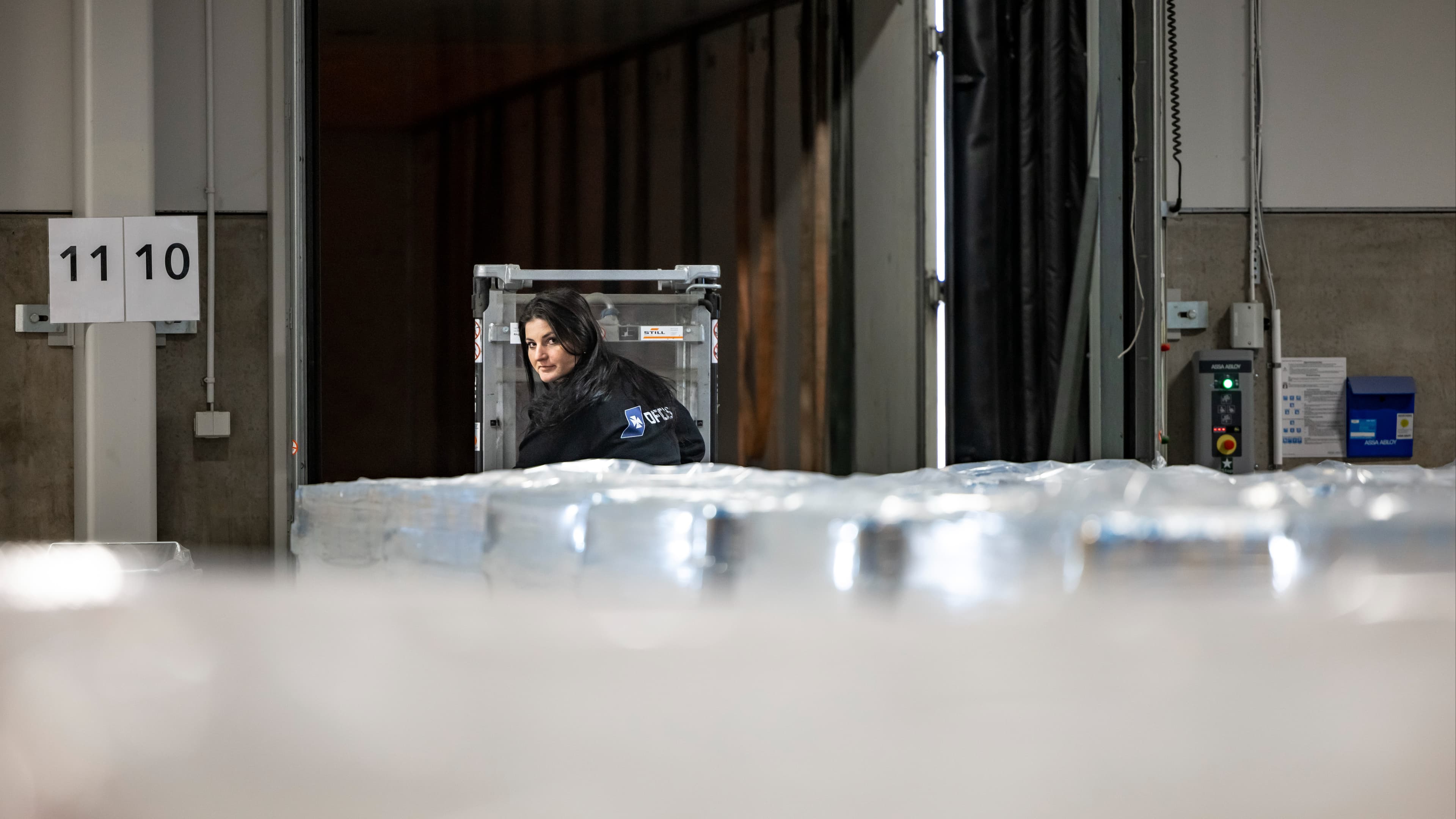 Female worker inside warehouse