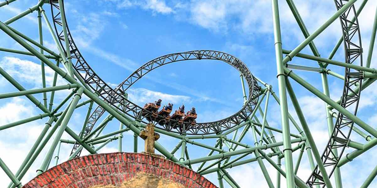 Rollercoaster in action at Hansa Park