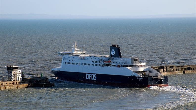 DFDS vessel Delft Seaways sailing out of the port of Dover