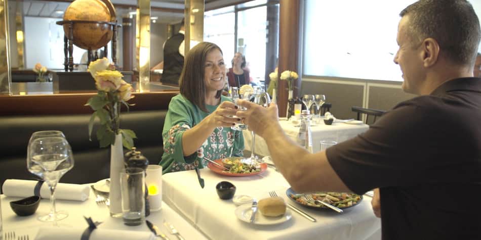 Couple dining in North Sea Bistro onboard