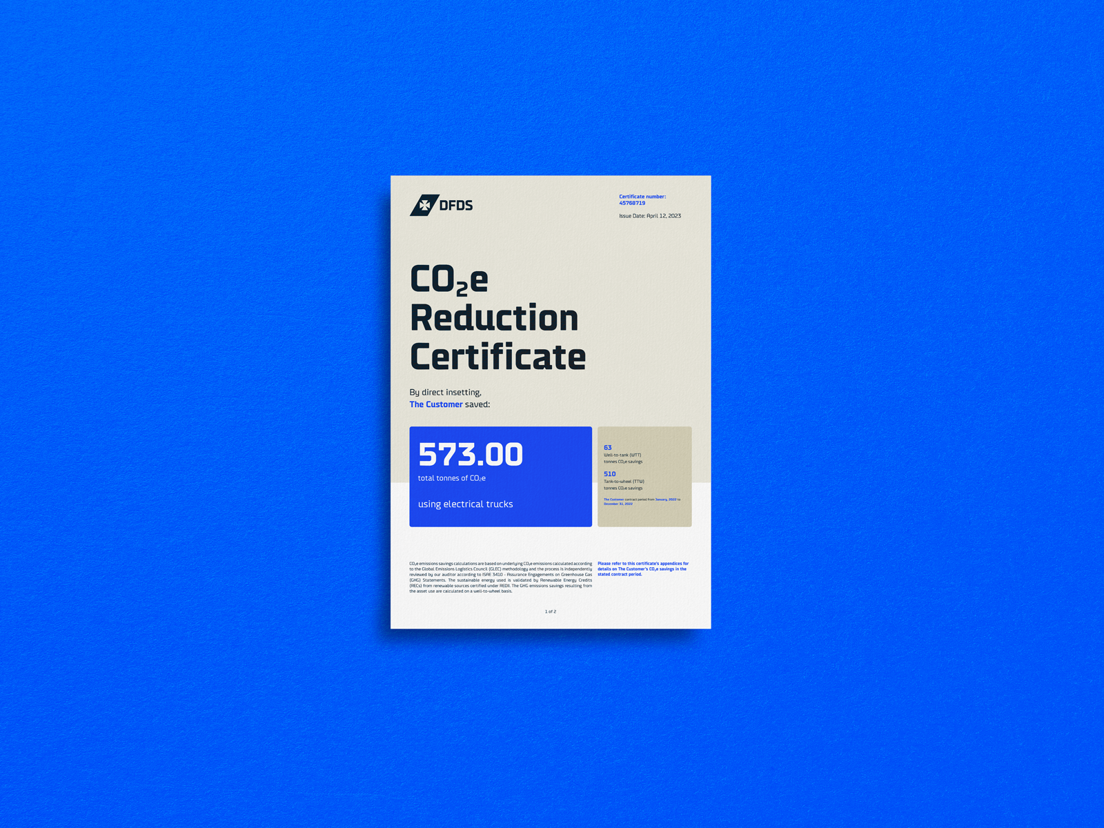 Decarbonised, Certificate, CO2e reduction certificate