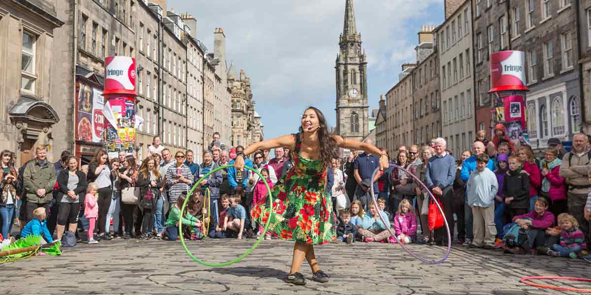 A woman performing during the summer festival in scotland