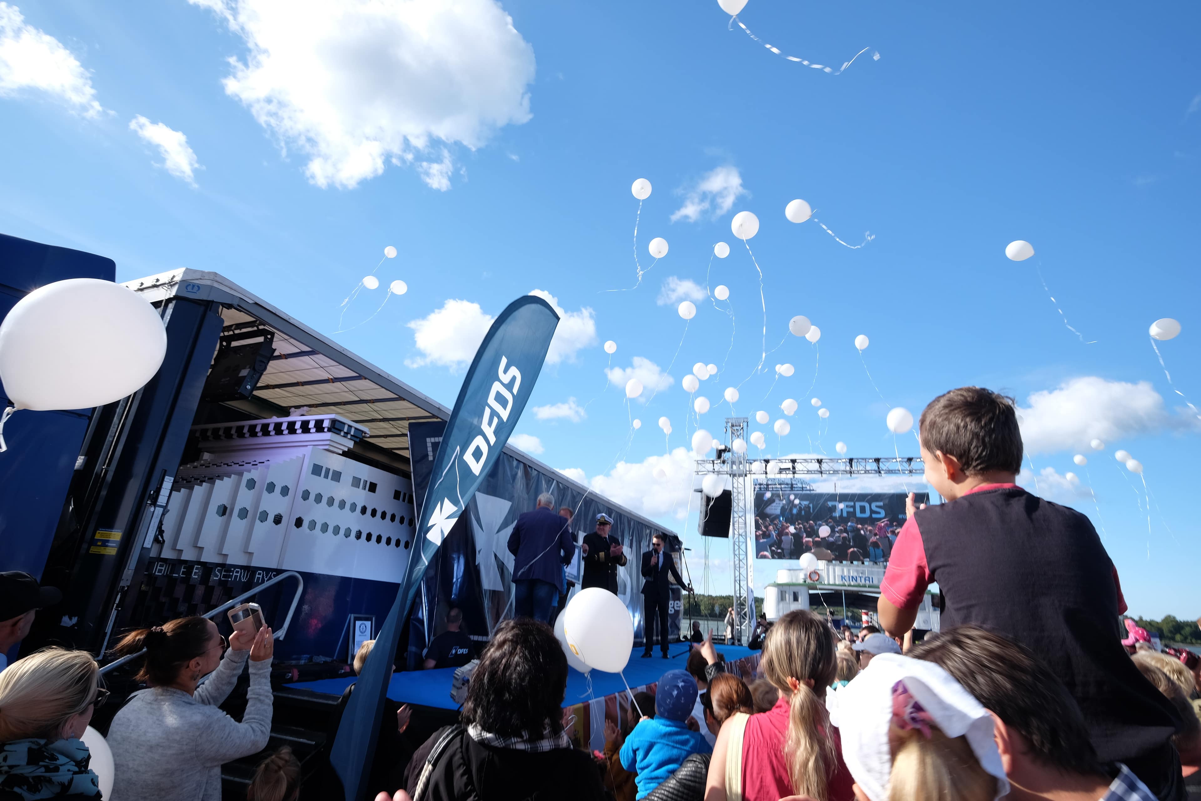 Several thousand gathered under blue skies when Jubilee Seaways made her debut in Klaipeda, Lithuania.