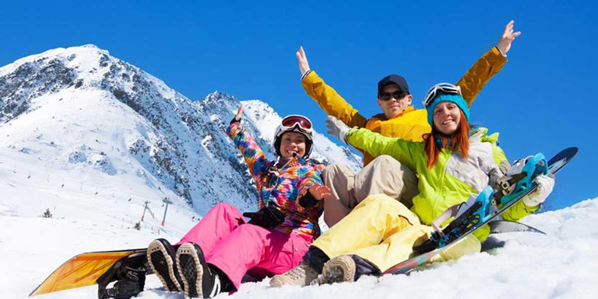 Group of people enjoying a ski holiday in Sweden