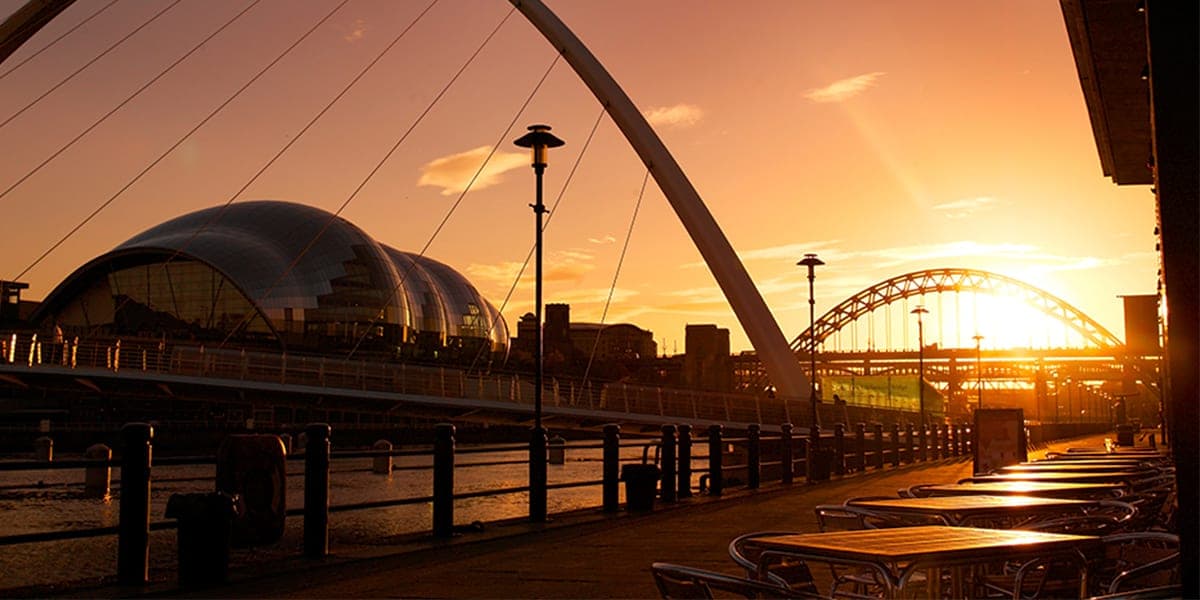 Newcastle upon Tyne bridges at sunset