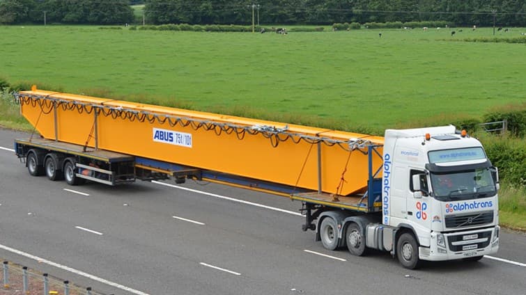 Alphatrans truck transporting an over-size load for DFDS Logistics