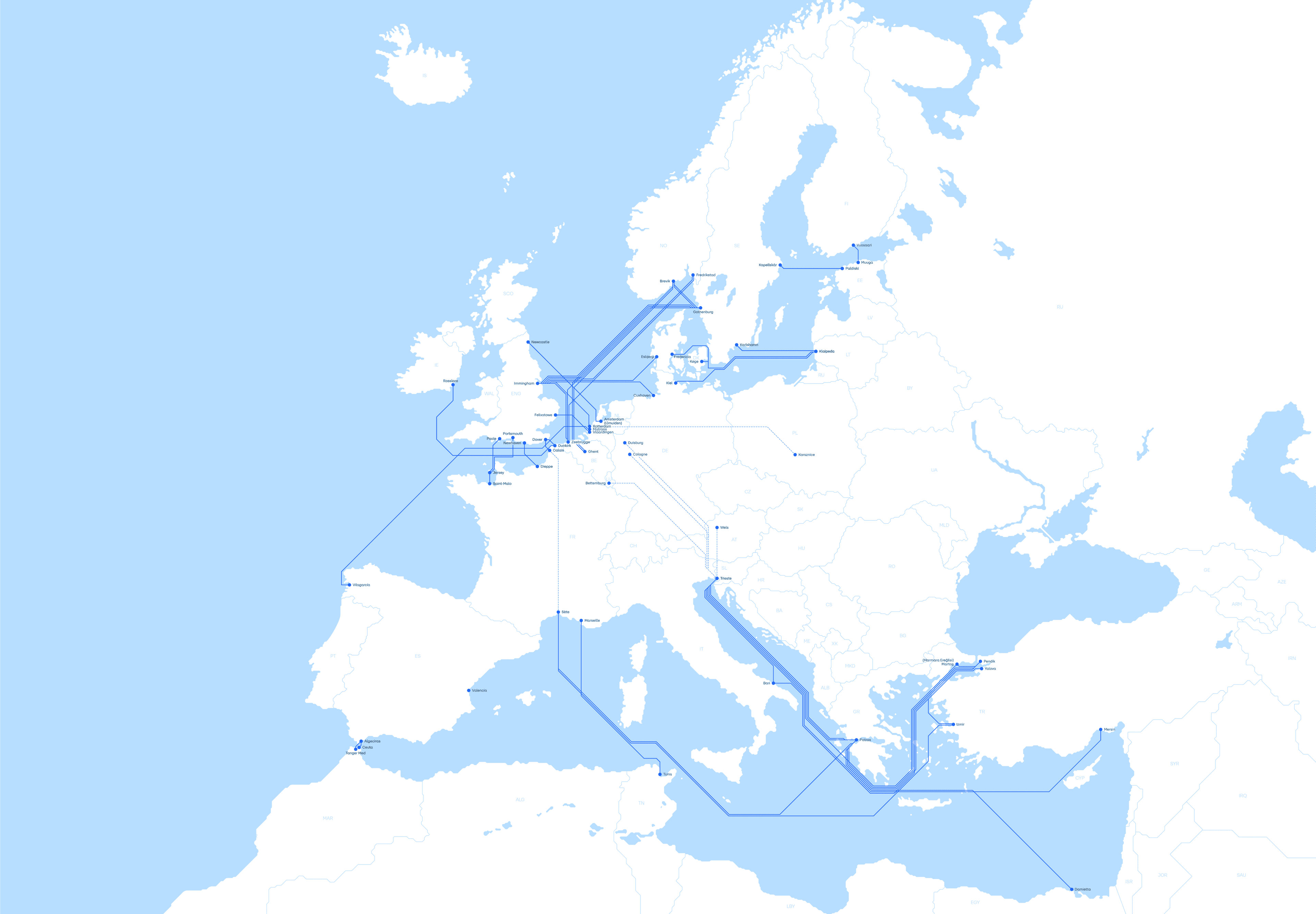 DFDS Routes map, 2025 update