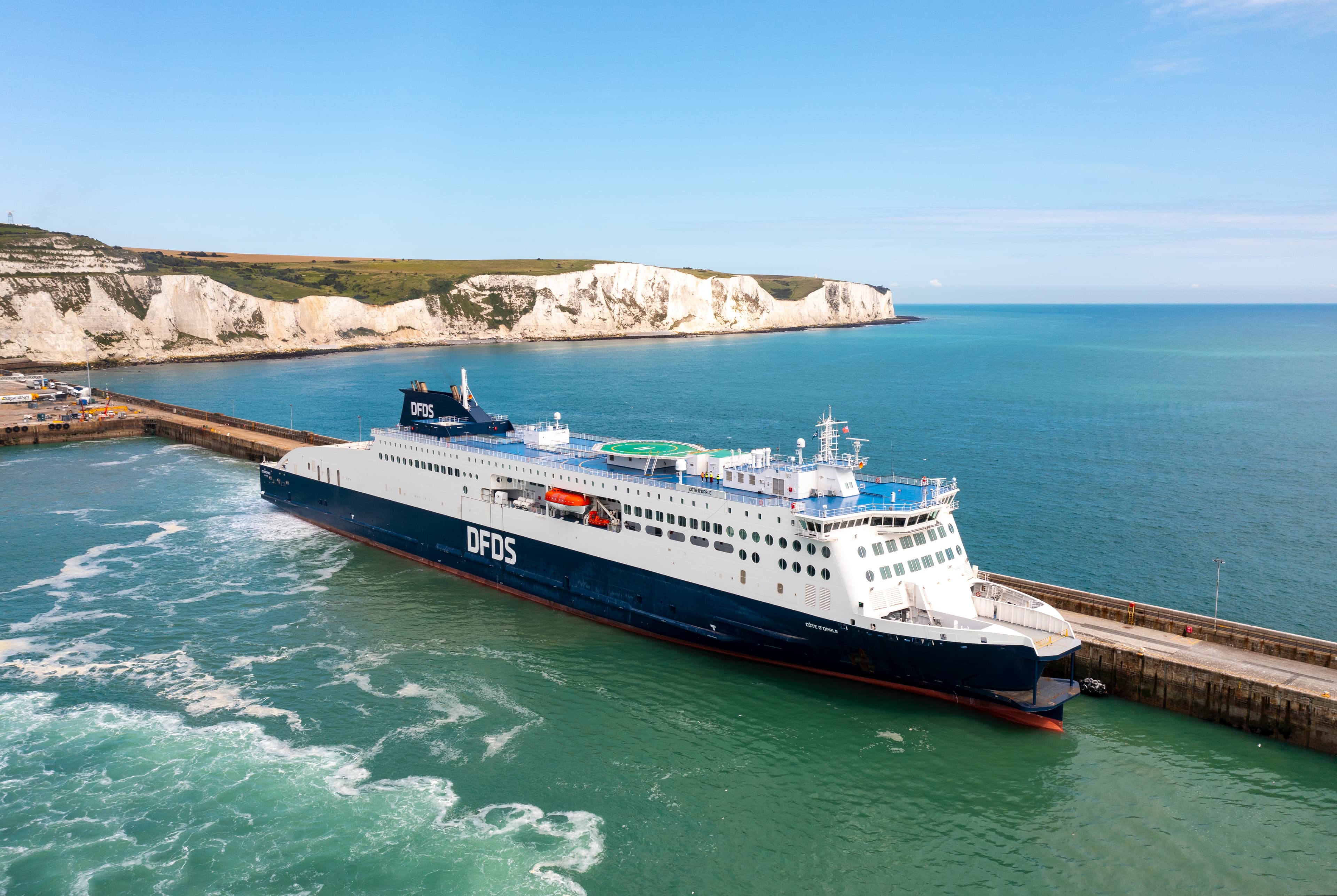New DFDS ferry Côte d’Opale docks at the Dover terminal