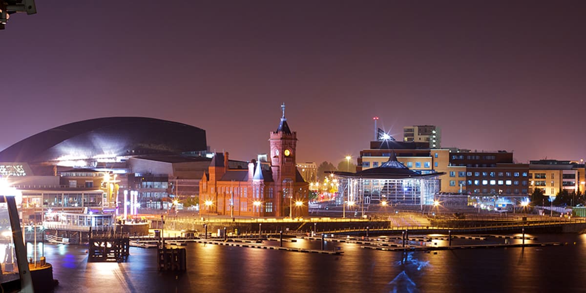 Cardiff city view at night