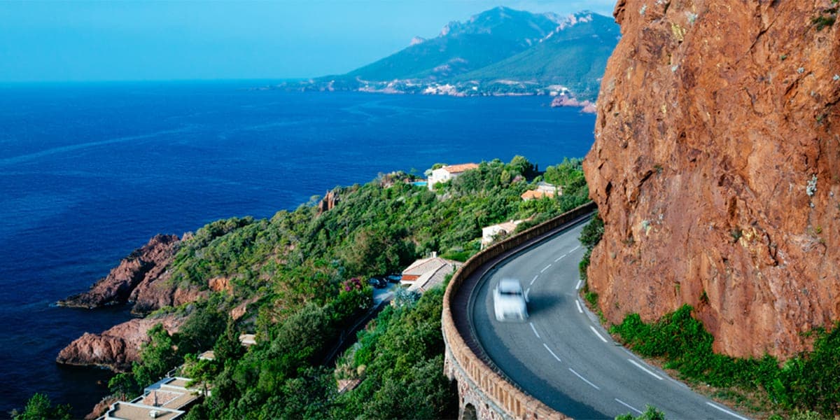 Driving along the coastline in France