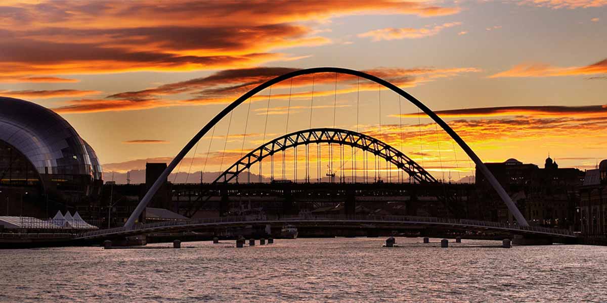 Newcastle Millennium bridge at sunset