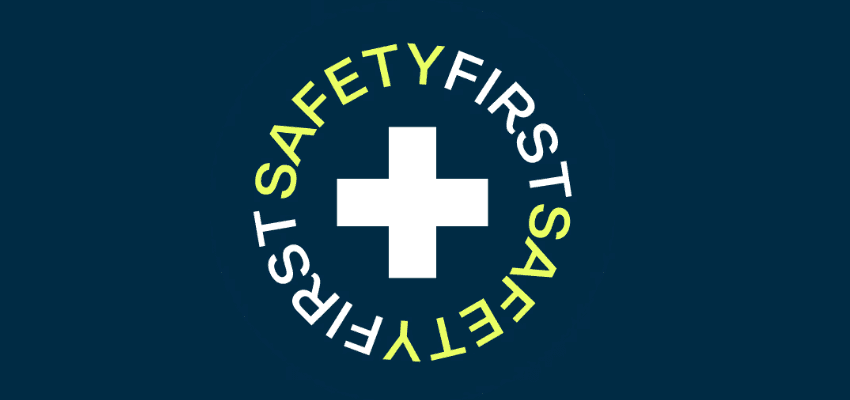 Safety first, logo banner