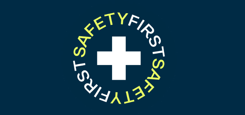 Safety first, logo banner