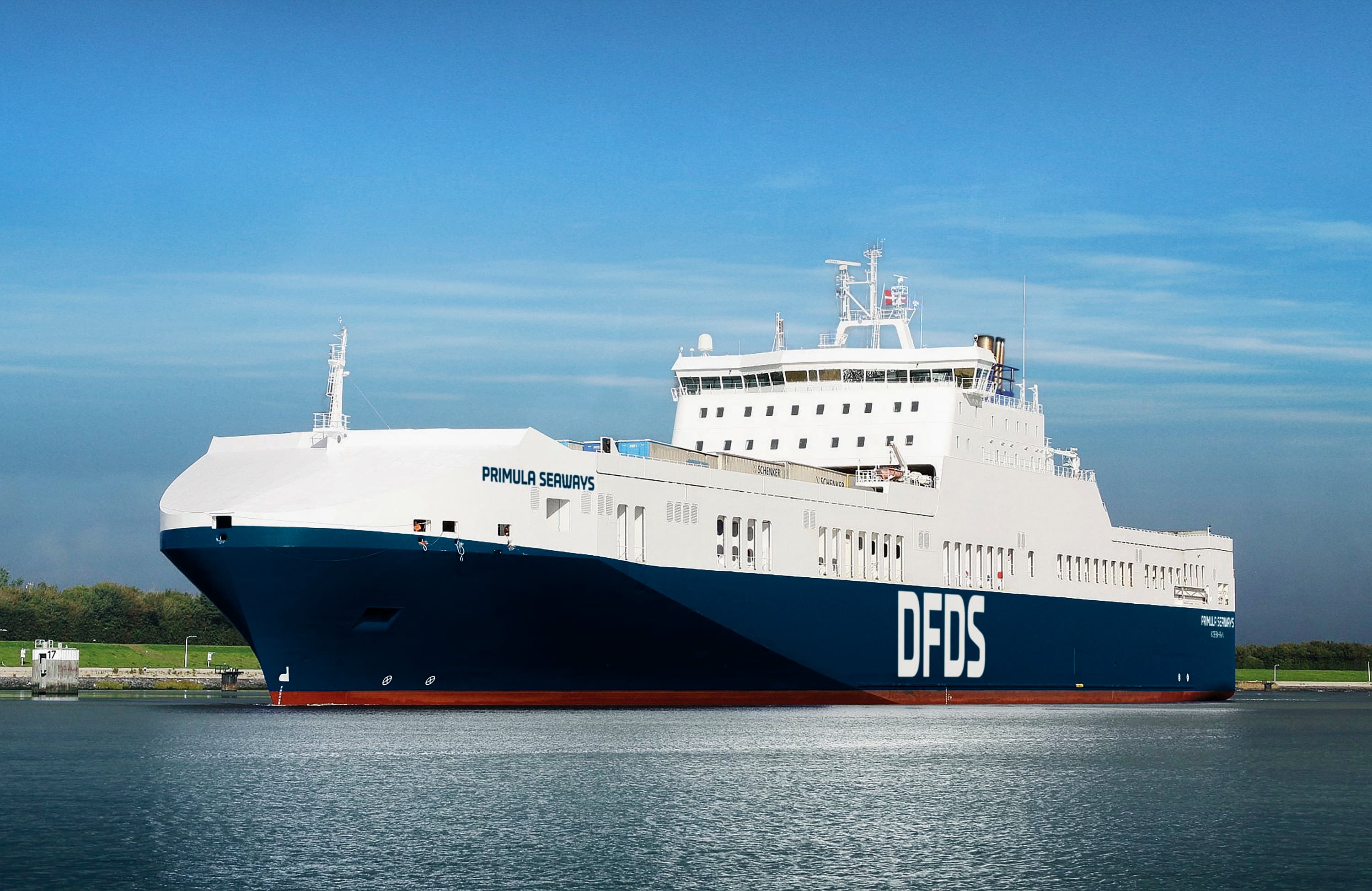 DFDS vessel Primula Seaways in a port