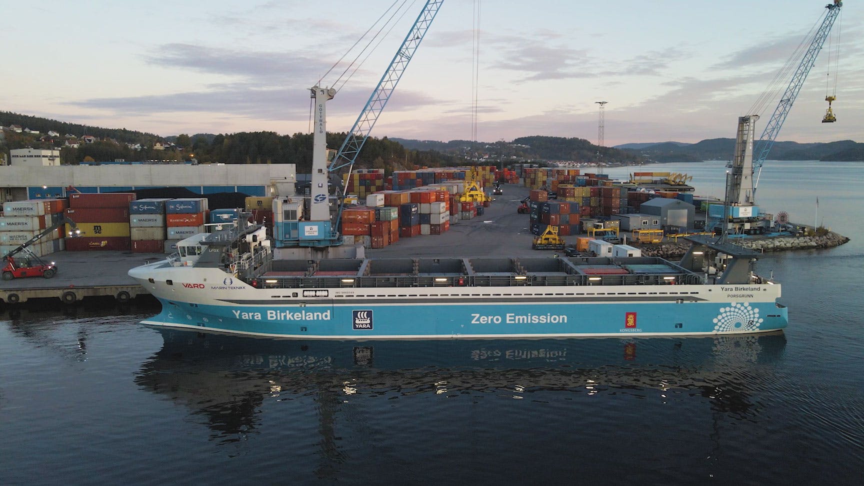Yara Birkeland container ship at port