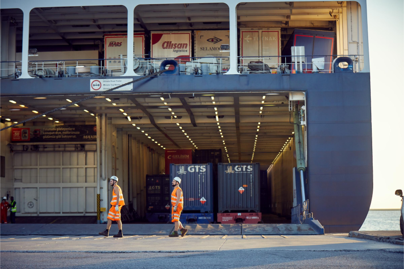 DFDS Freight ship loading cargo image