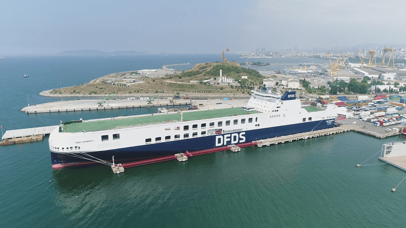 DFDS Freight Vessel Troy Seaways, at the dock in Pendik, Türkiye