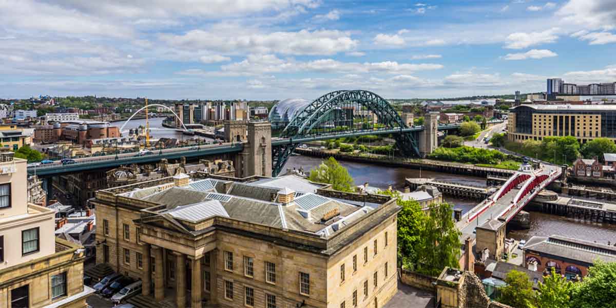 Top view over the Tyne bridge Newcastle