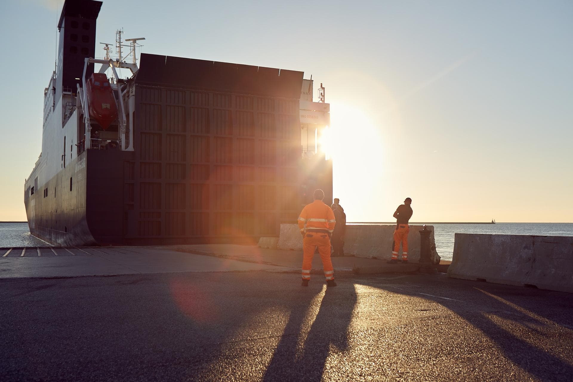 Men waiting for the ship to dock at Trieste terminal