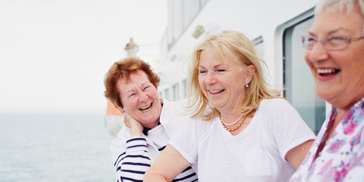 Group of friends on deck of DFDS ferry