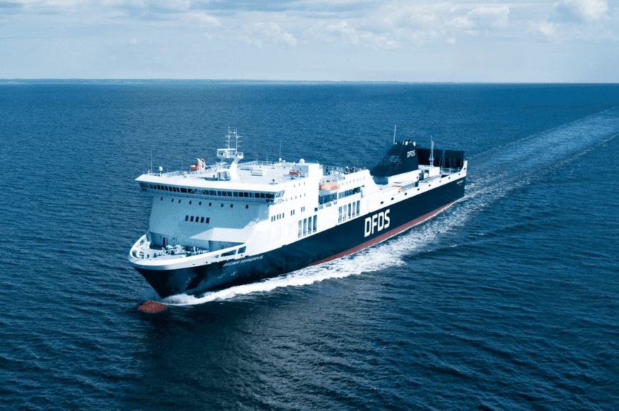 DFDS ferry in an open sea