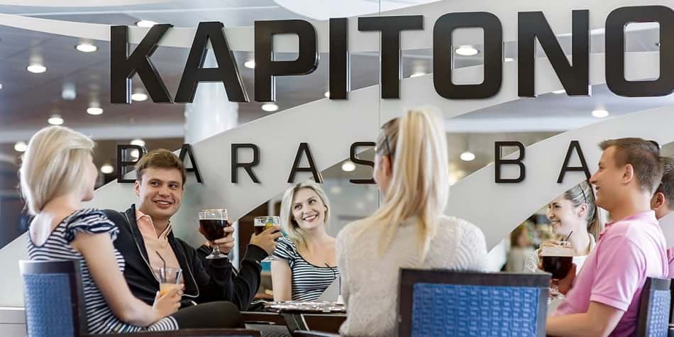Group in the bar onboard Kapellskar-Paldiski ferry