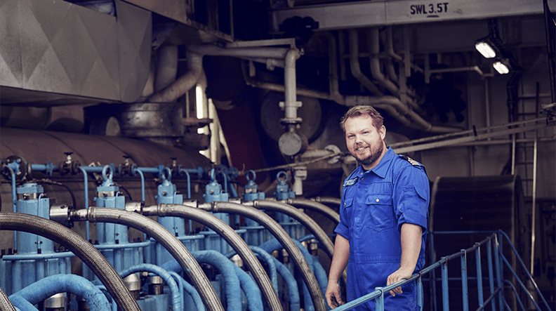 DFDS engineer standing in the engine room