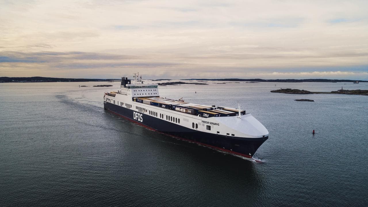 DFDS freight ship at sea