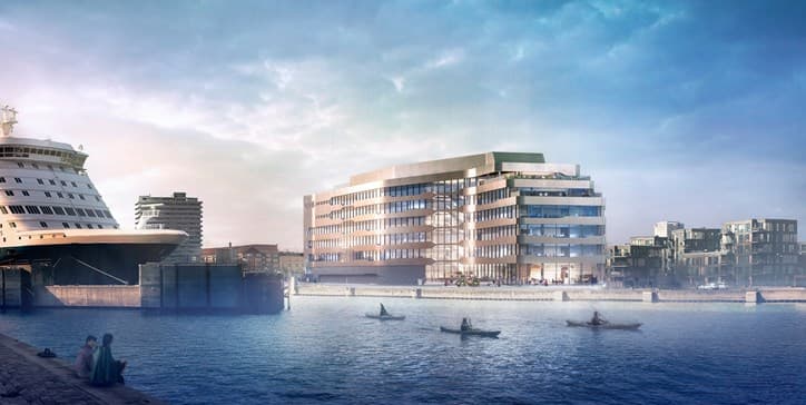 Rendering of DFDS's new headquarters in Nordhavn, Copenhagen, Denmark