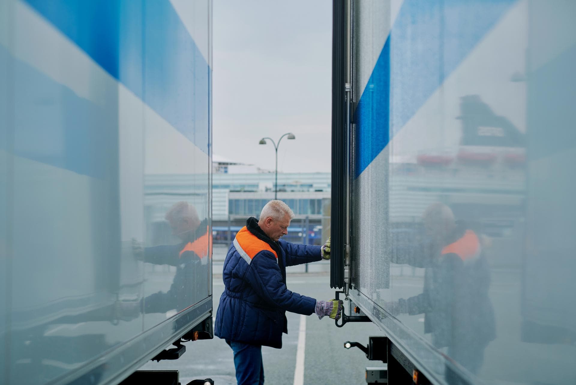 HSF logistics truck and worker