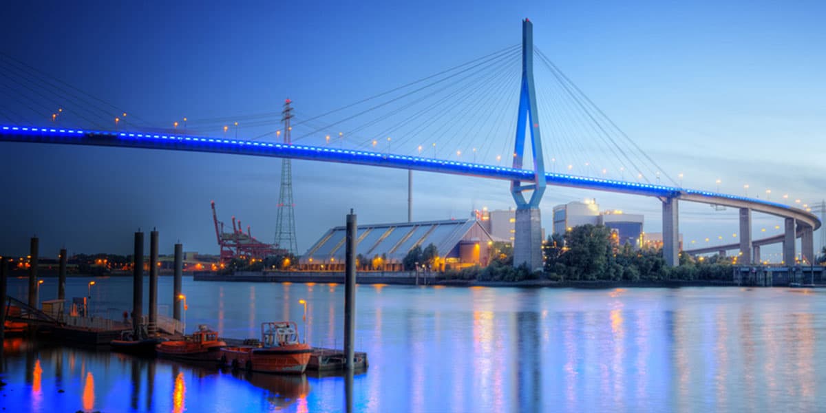 Hamburg bridge at night, Germany