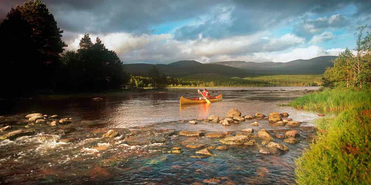Rower on a lake in Ballater, Scotland