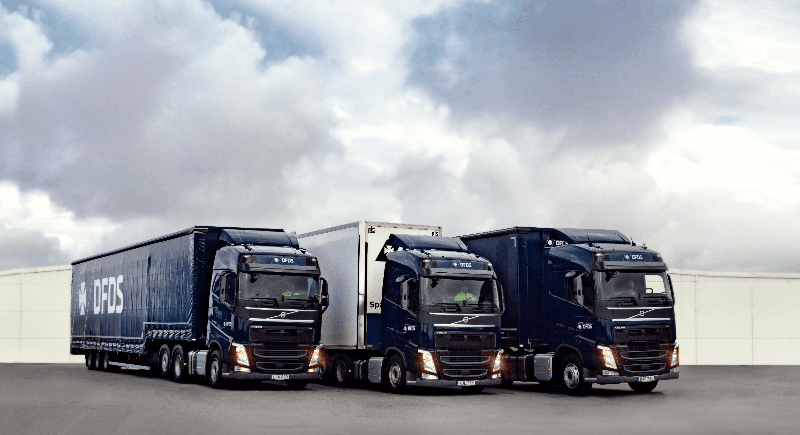 Three DFDS trucks