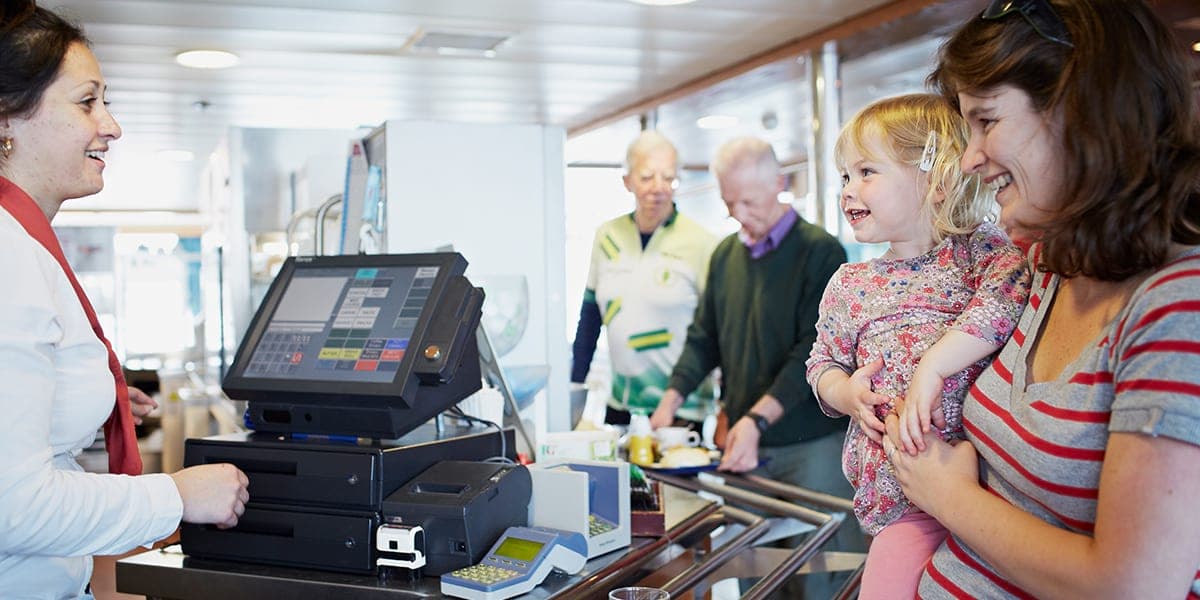 Family shopping onboard Newhaven-Dieppe
