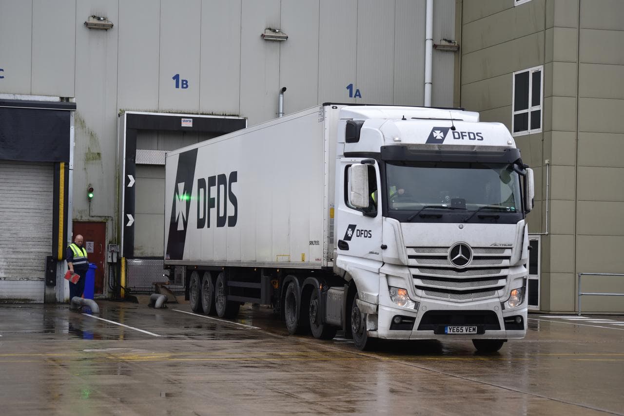 DFDS truck with a refrigerated trailer.